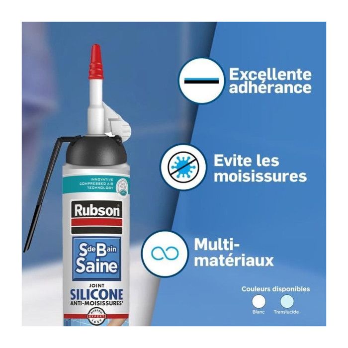 Sanitary sealant - RUBSON - 2716027 - Joint - Easy - Healthy bathroom - Sealant - Translucent - 200ml