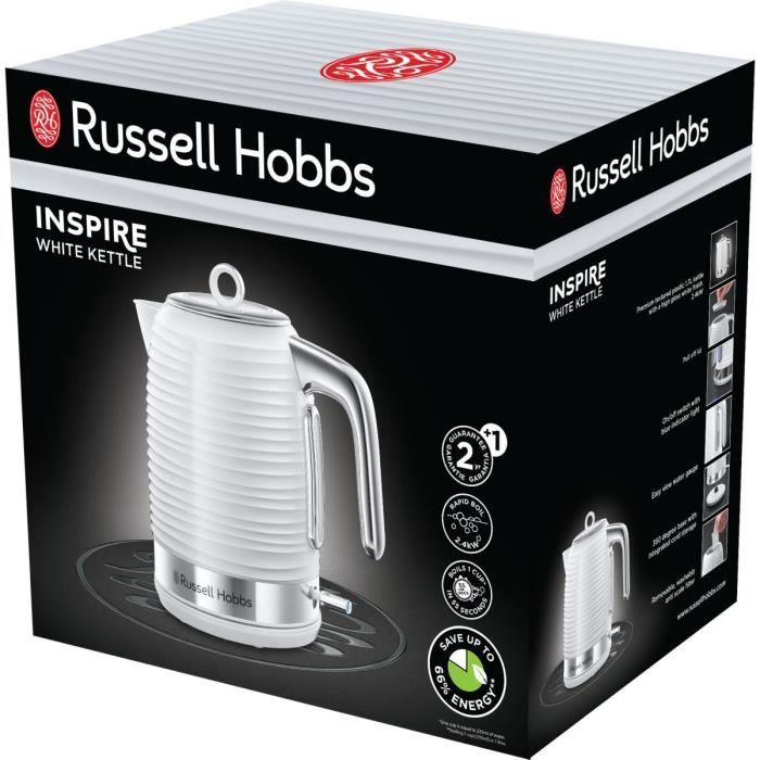 Russell Hobbs 24360-70 Inspire 1.7L Kettle, Quick Boil, Visible Water Level, Limestone Filter - White