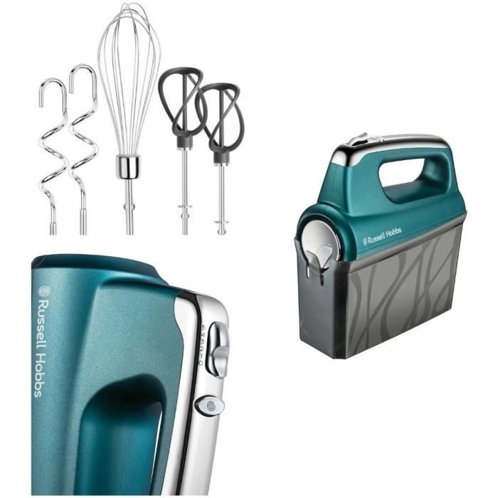 Russell Hobbs 25891-56 Swirl Mixer, 5 Speed, Turbo Function, 1 Pair of Propeller, Kneader, Whisk Mixers - Turquoise