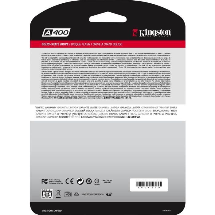 Kingston SSD Internal A400 2.5 (240Go) - SA400S37 / 240G