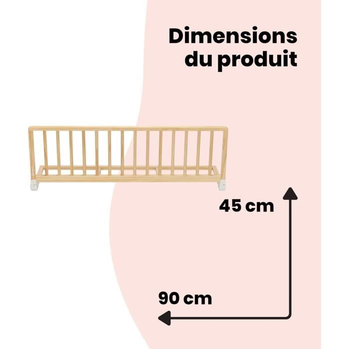 SAFETY 1ST, Natural wood bed rail, 110 cm compatible with beds larger than 160 cm, eco-responsible, 100% FSC wood