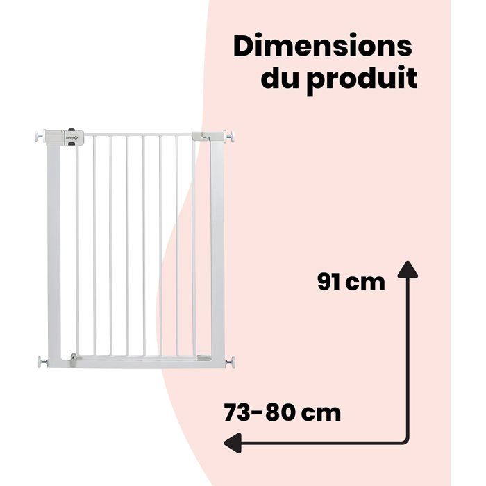 Barriere de sécurité enfant Easy Close Extra Tall - SAFETY 1ST - Métal - Blanc - Réglable de 73 a 80 cm