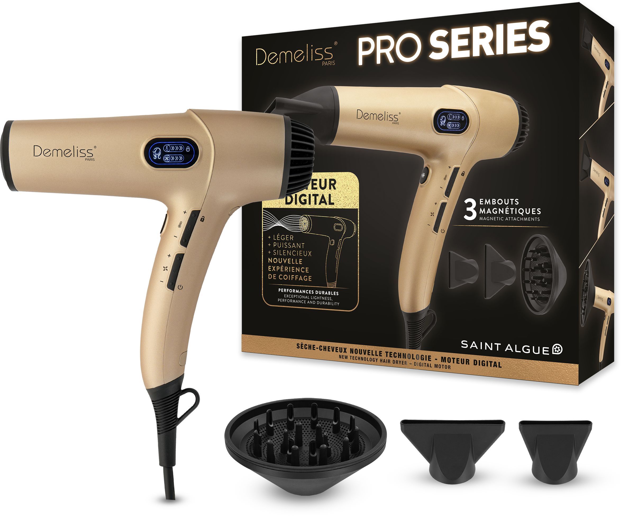 Steam hair straightener dryer - SAINT ALGUE - DEMELISS PRO SERIES - Ultra powerful steam technology with integrated tank