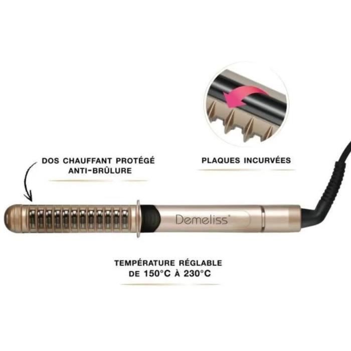 SAINT ALGUE Demeliss XCURLER 3965 - Professional Hair Straightener - Heat Back - Ceramic - 56 W - Gold