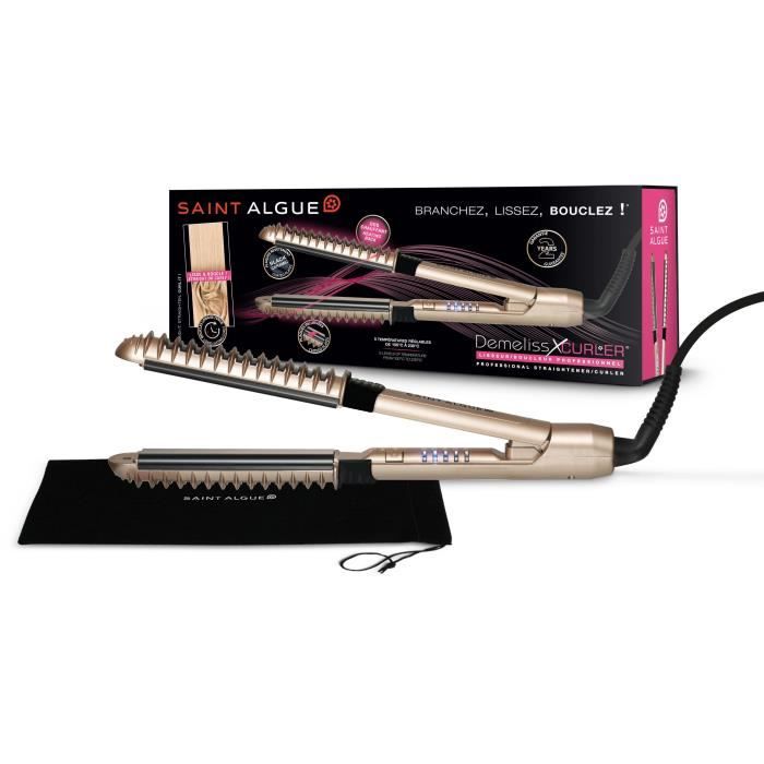 SAINT ALGUE Demeliss XCURLER 3965 - Professional Hair Straightener - Heat Back - Ceramic - 56 W - Gold