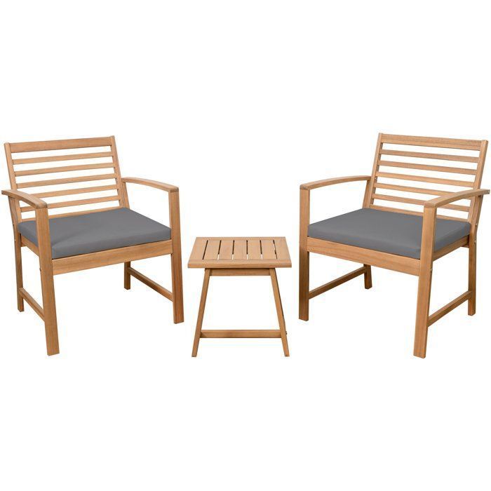 FSC Acacia wood garden furniture set with cushions - 2 people - Cali - Gray