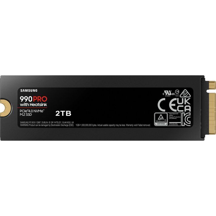 SAMSUNG - 990 PRO - Internal SSD - 2 TB - With heatsink - PCIe 4.0 - NVMe 2.0 - M2 2280 - Up to 7450 MB/s (MZ-V9P2T0GW)