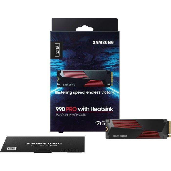 SAMSUNG - 990 PRO - Internal SSD - 2 TB - With heatsink - PCIe 4.0 - NVMe 2.0 - M2 2280 - Up to 7450 MB/s (MZ-V9P2T0GW)
