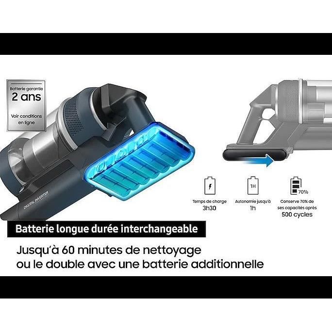 SAMSUNG Jet 75E Complete VS20B75CR5 - Cordless Stick Vacuum Cleaner - 200 AW Power - 60 min Battery Life - Wall Station - 3 Brushes