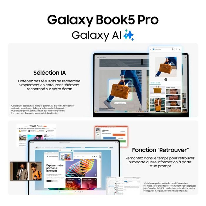 PC portable - SAMSUNG - Galaxy Book 5 Pro - 14'' - Intel Core Ultra 7 - 16 Go RAM - 1To SSD - AZERTY