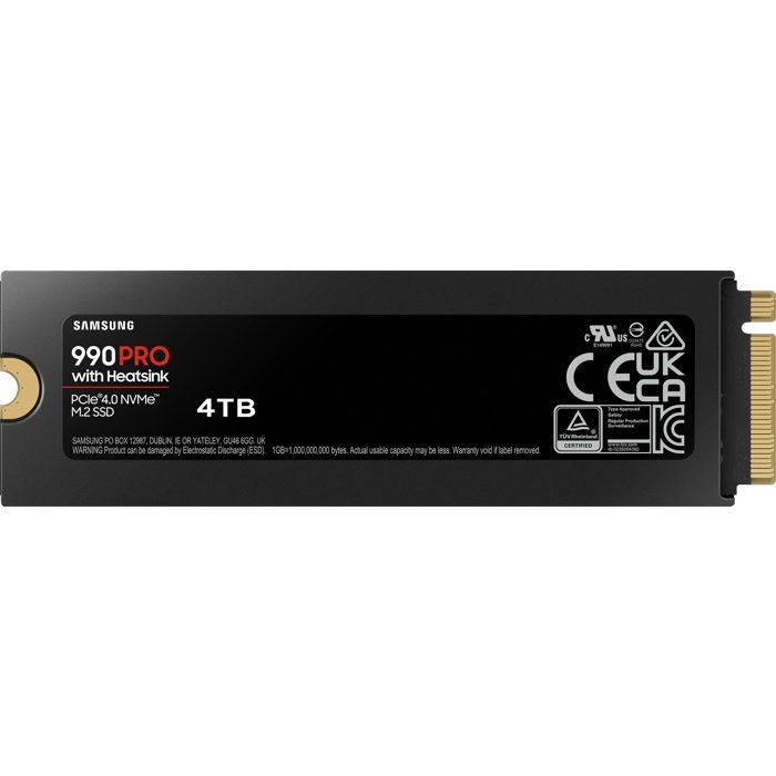 SAMSUNG - 990 PRO - Internal SSD - 4 TB - With heatsink - PCIe 4.0 - NVMe 2.0 - M2 2280 - Up to 7450 MB/s (MZ-V9P4T0GW)