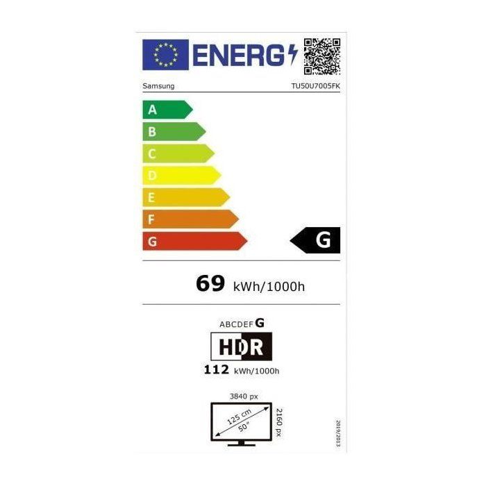Samsung TU50U7005F - LED TV 50 (127 cm) - 4K UHD 3840x2160 - HDR10+ - Smart TV - Gaming Hub - 3xHDMI - WiFi