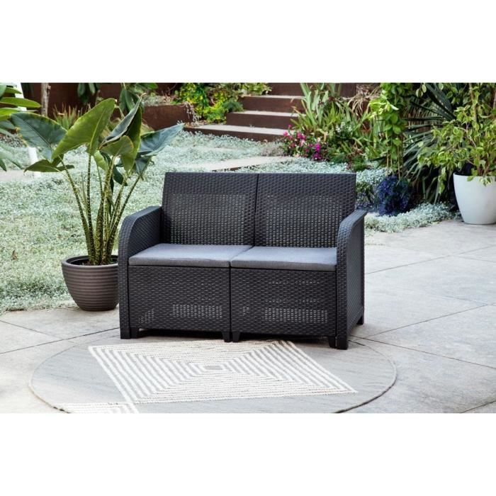 Allibert by KETER - Sanremo - garden sofa - in woven rattan look resin - graphite gray