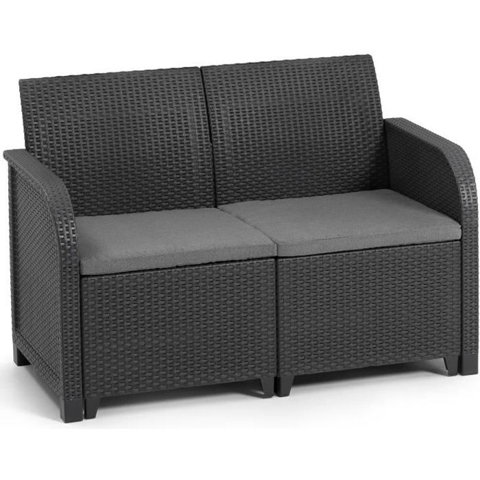 Allibert by KETER - Sanremo - garden sofa - in woven rattan look resin - graphite gray