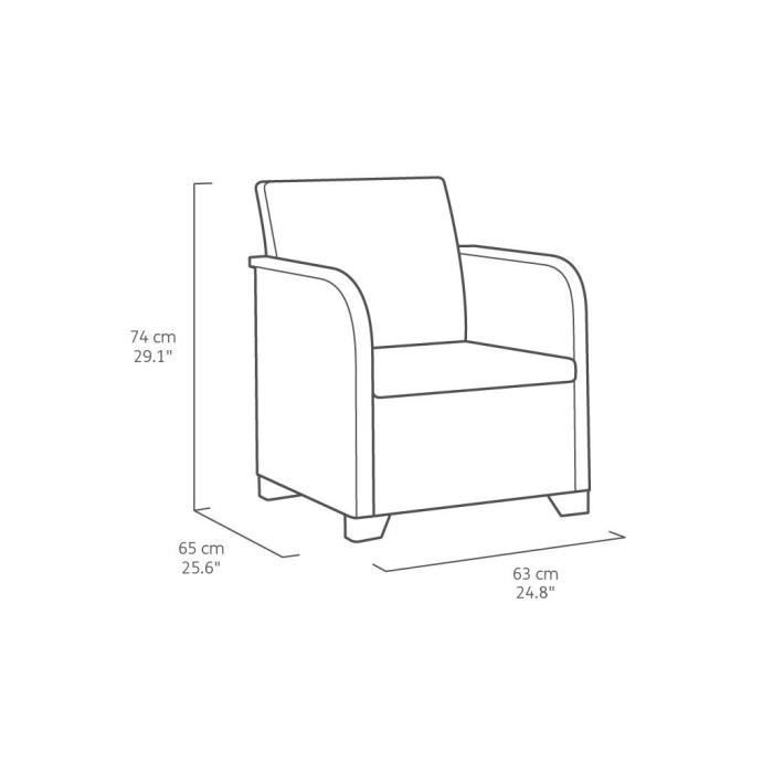 Garden armchair with cushion - resin - Allibert by Keter - Sanremo - Gray Graphite