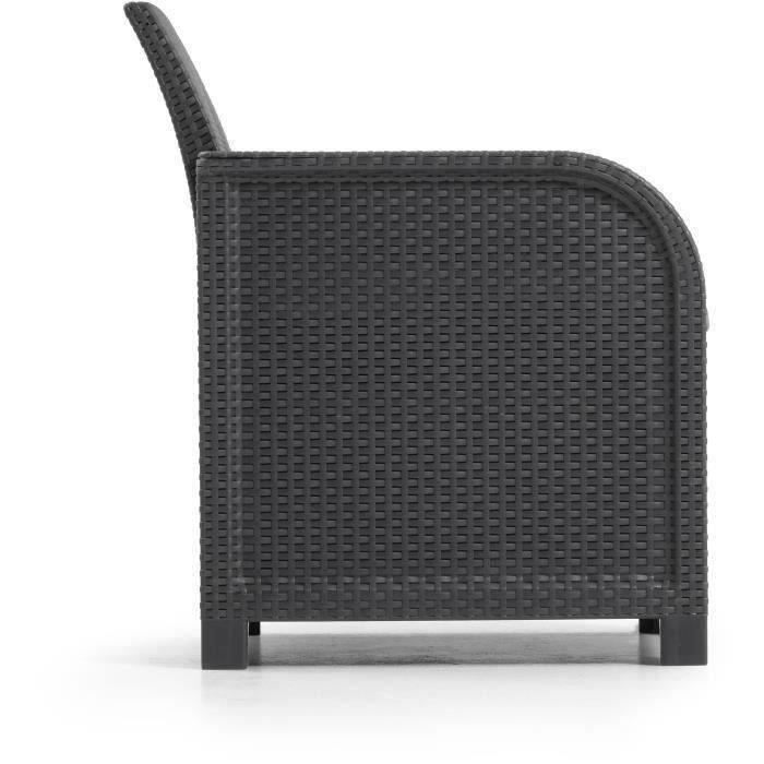 Garden armchair with cushion - resin - Allibert by Keter - Sanremo - Gray Graphite