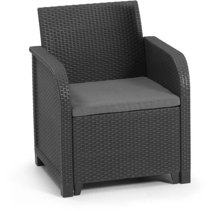 Garden armchair with cushion - resin - Allibert by Keter - Sanremo - Gray Graphite