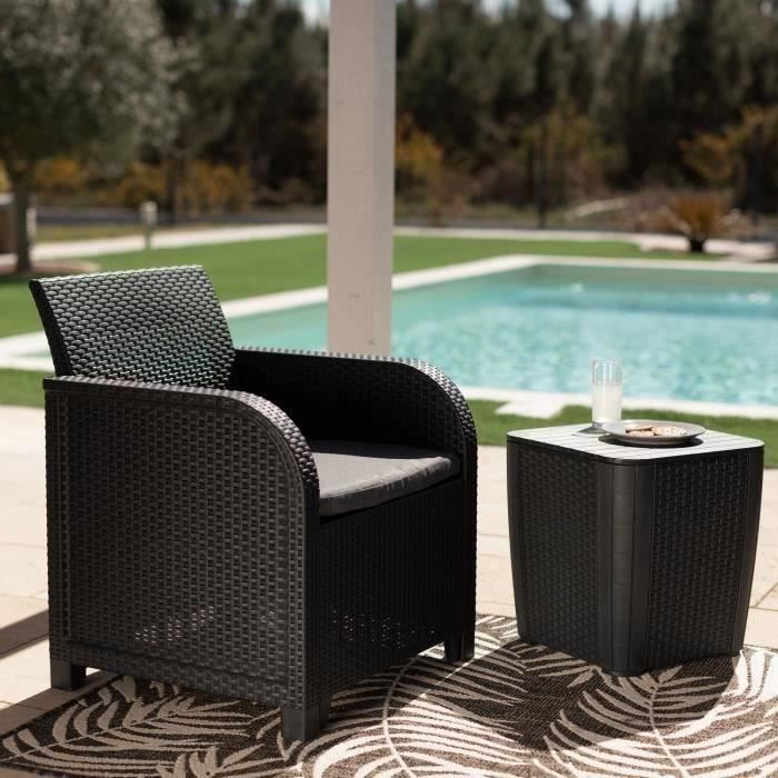 Garden armchair with cushion - resin - Allibert by Keter - Sanremo - Gray Graphite