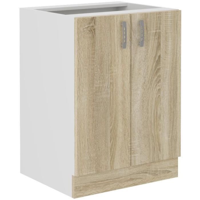 SARA kitchen base unit - 2 doors - Sonoma oak decor - L60 x D48 x H 82 cm
