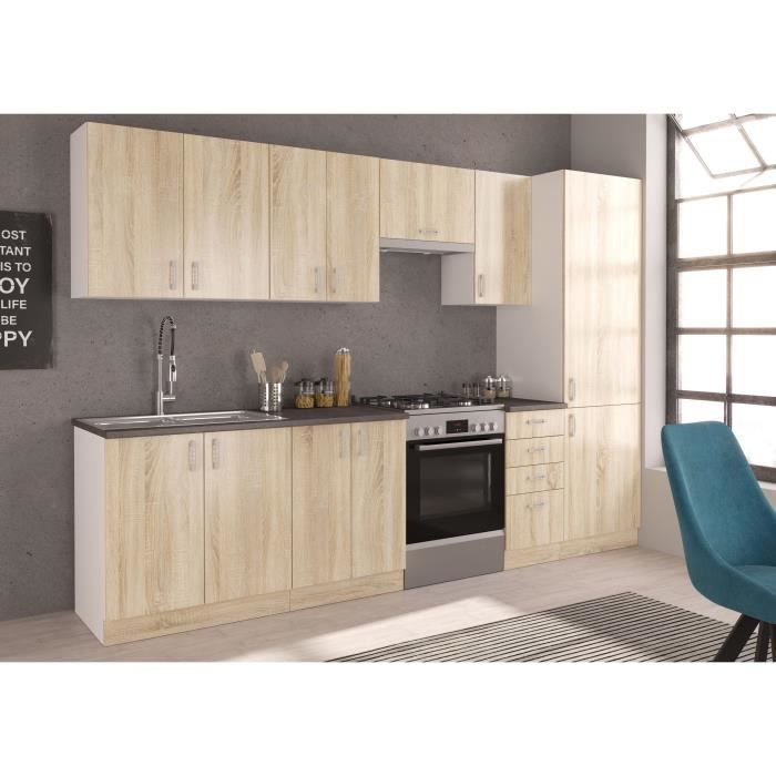 SARA kitchen base unit - 2 doors - Sonoma oak decor - L60 x D48 x H 82 cm