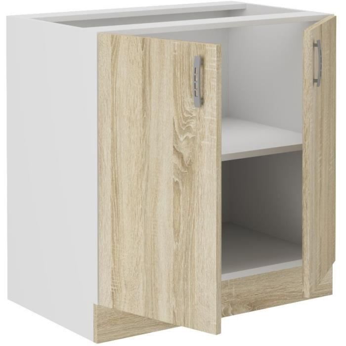 SARA low cabinet - 2 doors - Sonoma oak decor - L80xD48xH82 cm - Worktop not included - Made in Poland