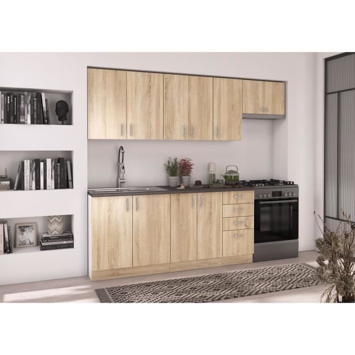 SARA low cabinet - 2 doors - Sonoma oak decor - L80xD48xH82 cm - Worktop not included - Made in Poland