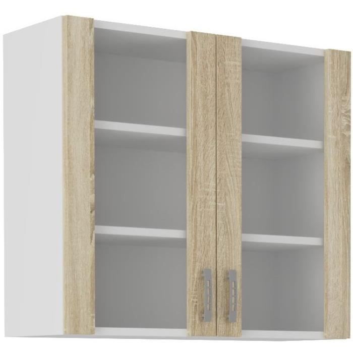 SARA high cabinet - 2 doors - Sonoma oak decor - L80xD31xH71.5 cm - Made in Poland