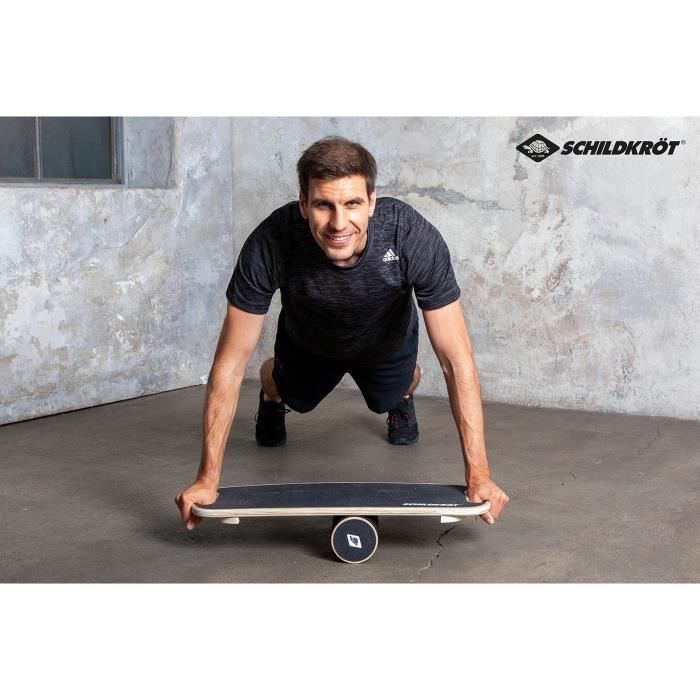 Balance board - Fitness - SCHILDKRÖT - Non-slip - Diameter 11 cm - 73.5 x 28 cm - WOODEN BALANCE BOARD