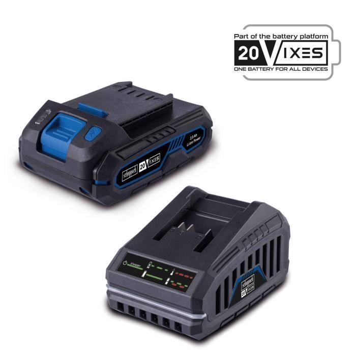 2Ah battery pack + 2.4A charger - SCHEPPACH - 20V IXES - SBSK2.0 - Universal battery and charger for the entire 20V IXES range