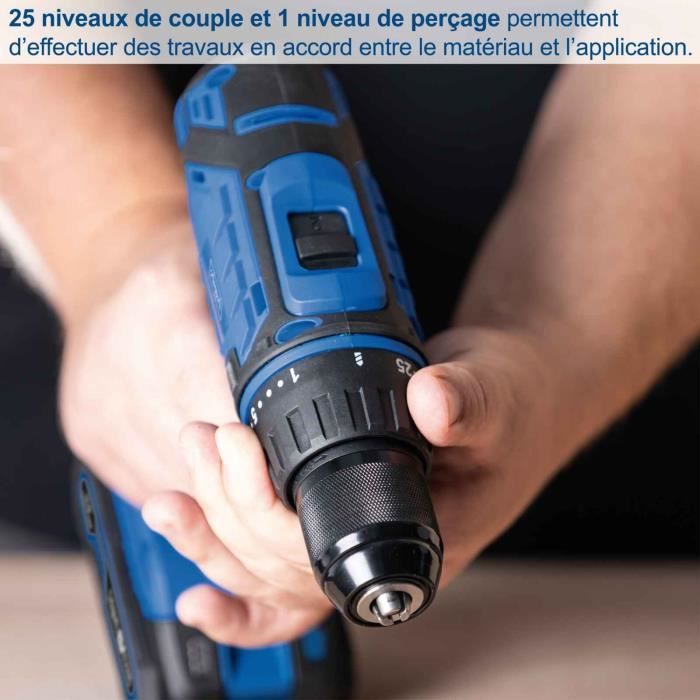 SCHEPPACH drill-screwdriver - 20V IXES - 50 Nm 13mm chuck + 2 batteries + charger + 74 accessories + Case - C-DTB74/2-X