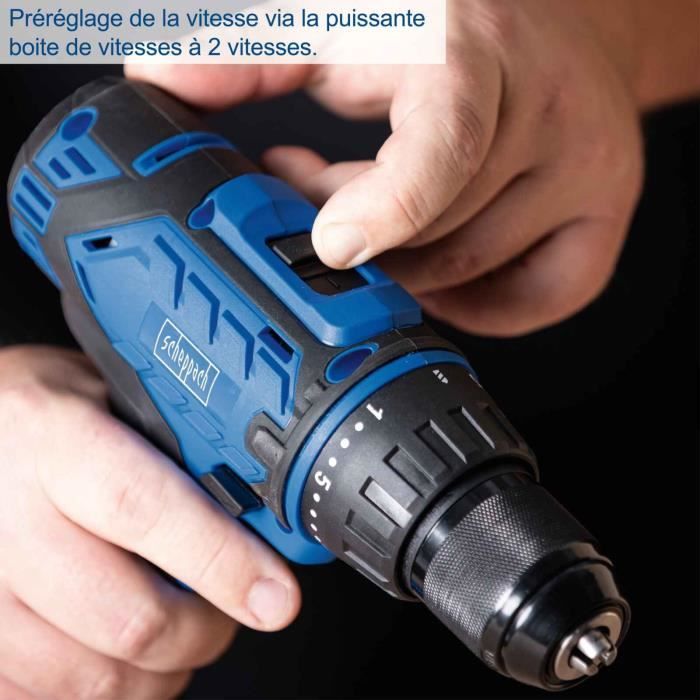 SCHEPPACH drill-screwdriver - 20V IXES - 50 Nm 13mm chuck + 2 batteries + charger + 74 accessories + Case - C-DTB74/2-X