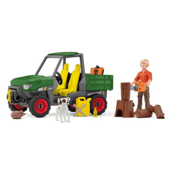 Forest ranger with vehicle, Schleich 42659 Farm World playset for children, ages 5 and up
