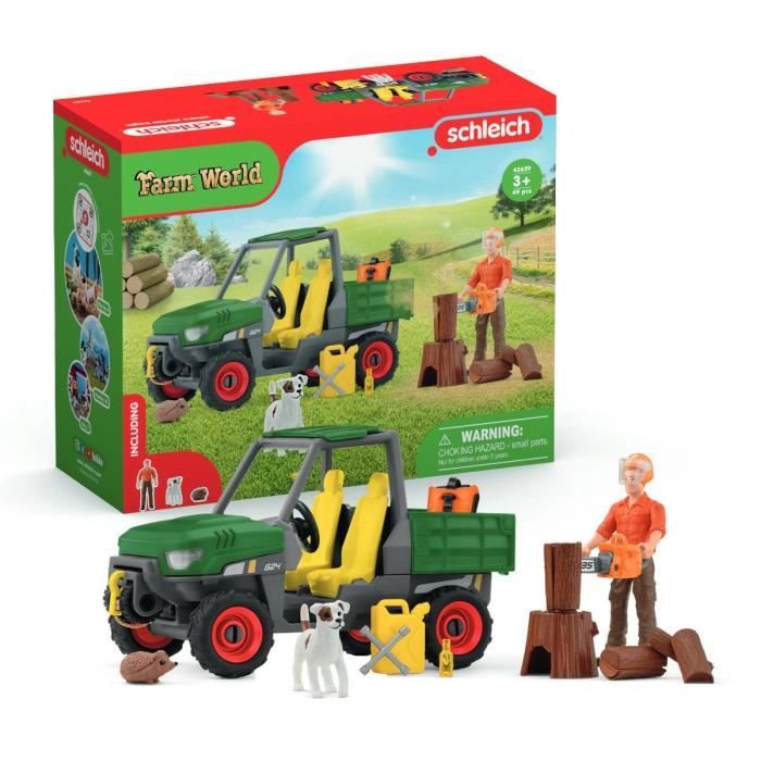 Forest ranger with vehicle, Schleich 42659 Farm World playset for children, ages 5 and up