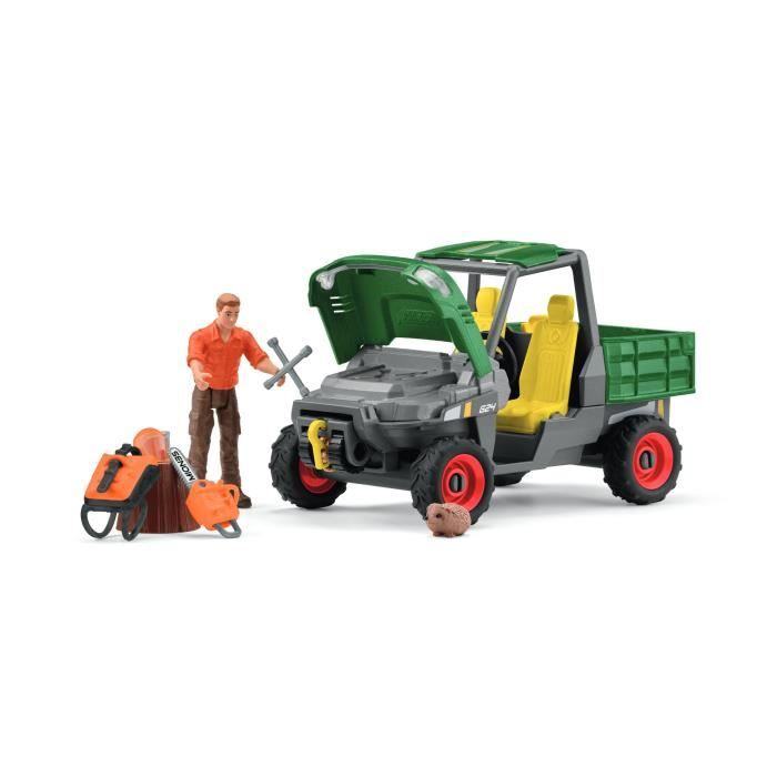 Forest ranger with vehicle, Schleich 42659 Farm World playset for children, ages 5 and up