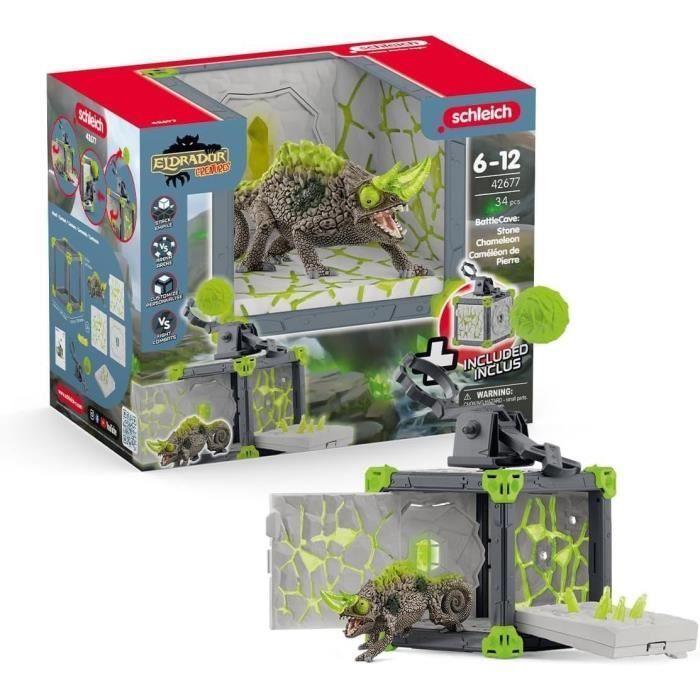BattleCave Stone Chameleon, Arena Extension, SCHLEICH 42677 Eldrador Creatures, Ages 7 and up
