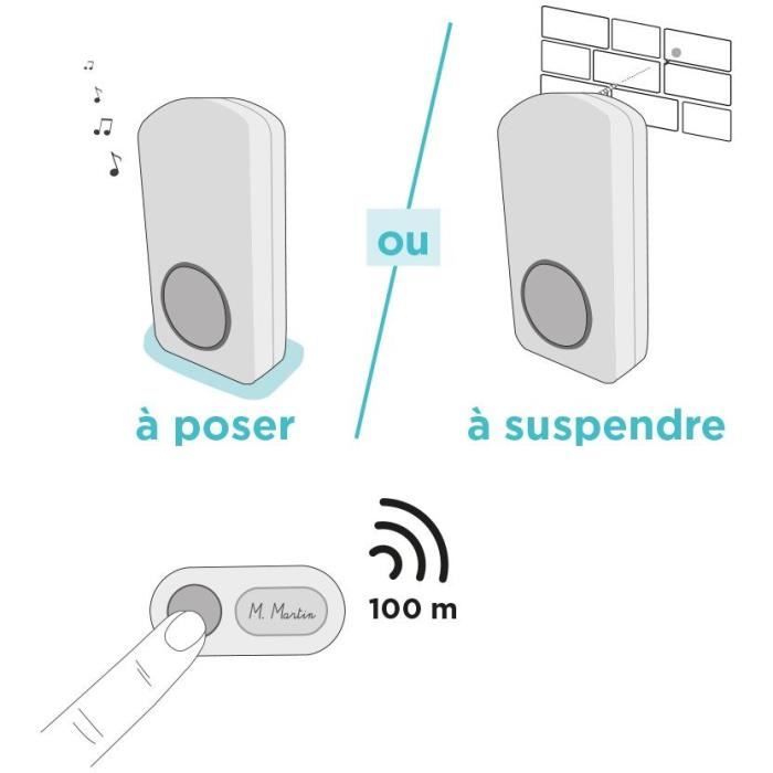 Wireless chime - OneBell 100 - SCS SENTINEL - 100m range - 15 melodies - IP55