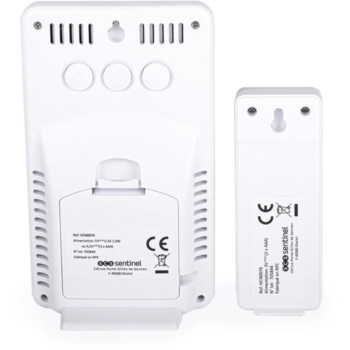 Weather station with wireless outdoor probe - SCS SENTINEL - HCN0076 MeteoColor - Range: 60 m - 433.92 MHz - White