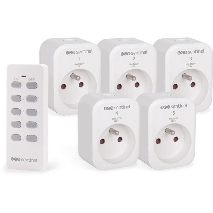Remote-Controlled Outlets - SCS SENTINEL - ControlPower x5 - 5 Outlets - 1 Remote Control