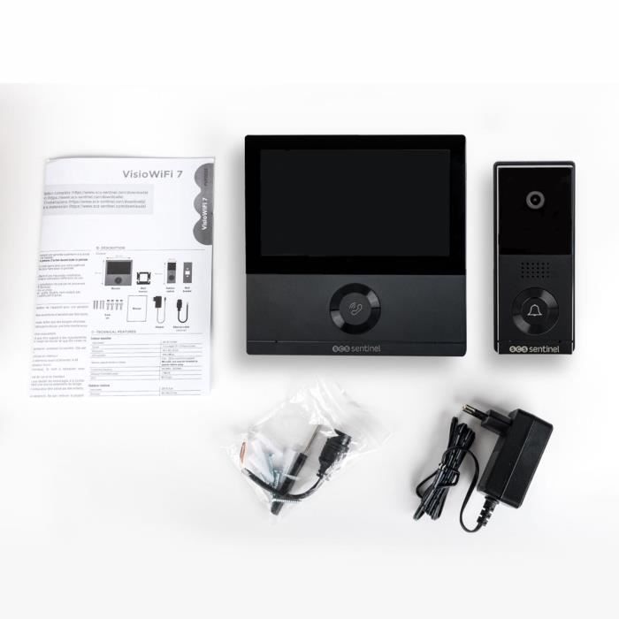 Wired connected video intercom - SCS SENTINEL - VisioWifi - Night vision - Black