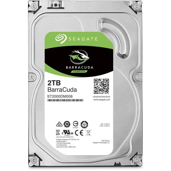 SEAGATE - HDD Internal Hard Drive - BarraCuda - 2TB - 7,200 RPM - 3.5 (ST2000DM008)