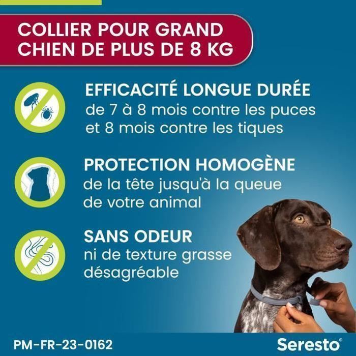 Seresto Large Dog Anti-Puaces and Anti-Tiques necklace +8kg 2 units