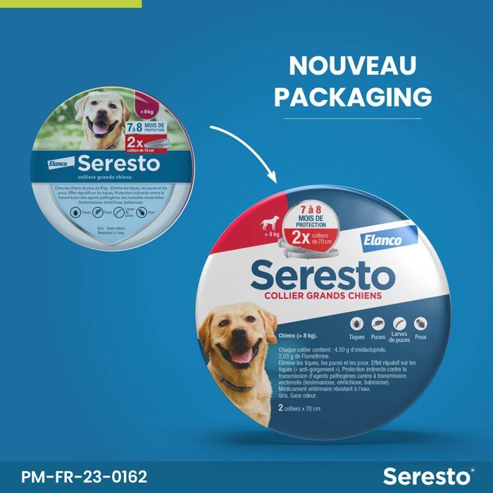 Seresto Large Dog Anti-Puaces and Anti-Tiques necklace +8kg 2 units
