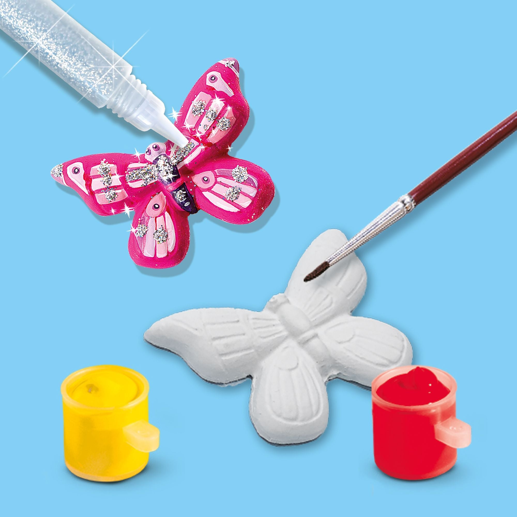 Casting and painting - Butterfly and glitter - SES CREATIVE - Large mold, 6 colors of paint, brush, glitter and plaster
