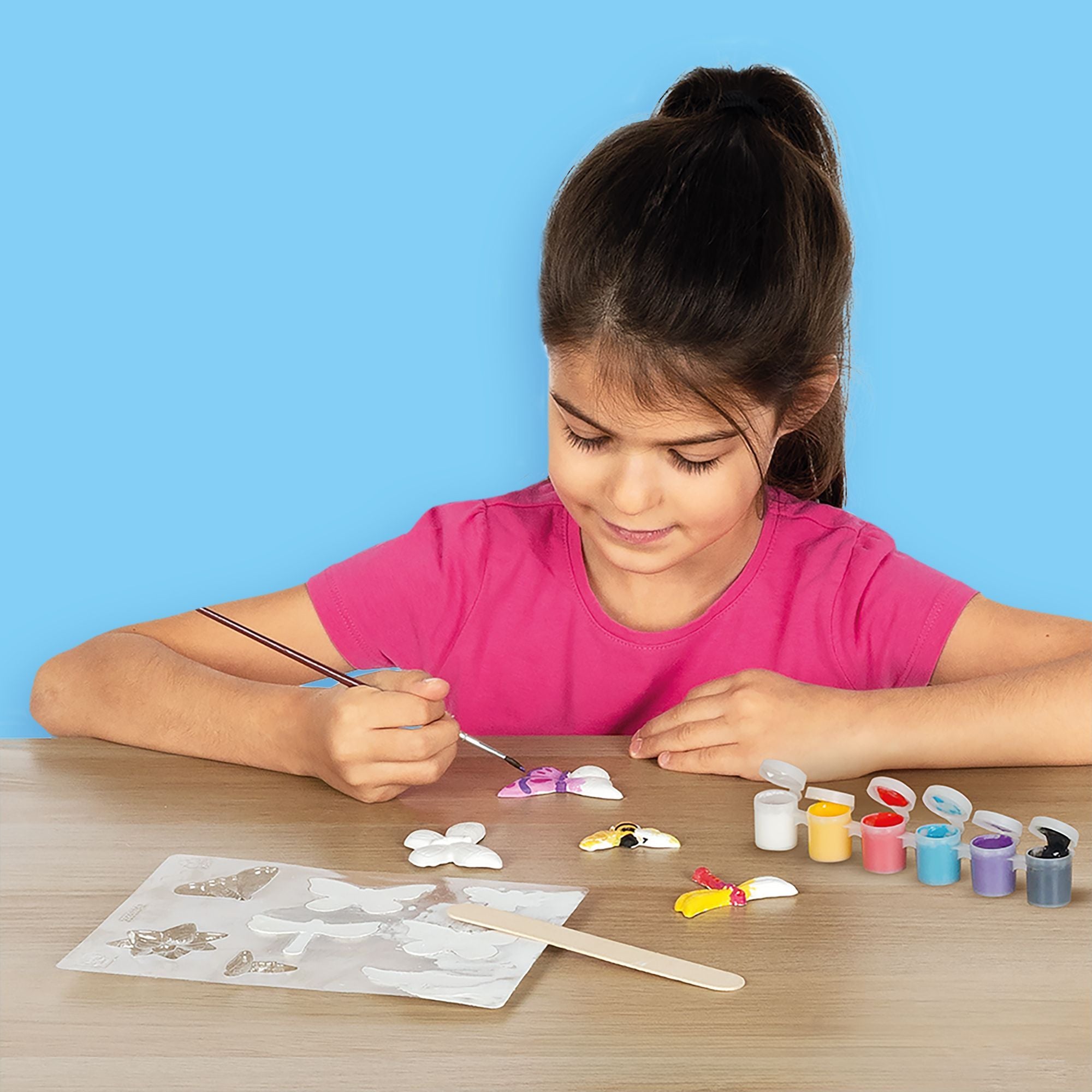Casting and painting - Butterfly and glitter - SES CREATIVE - Large mold, 6 colors of paint, brush, glitter and plaster