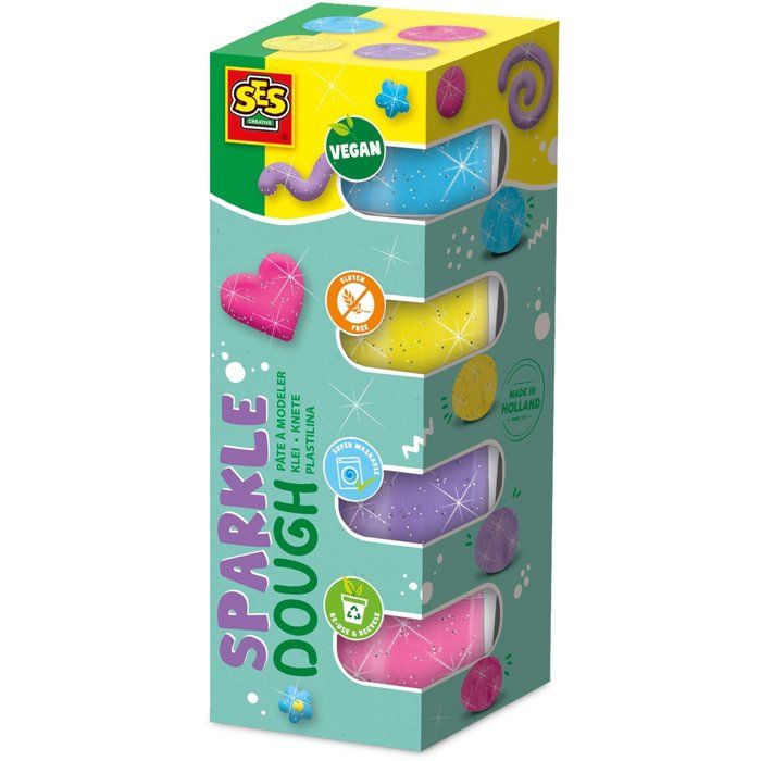 Feel good modeling clay - Glittery (4x90gr) - SES CREATIVE