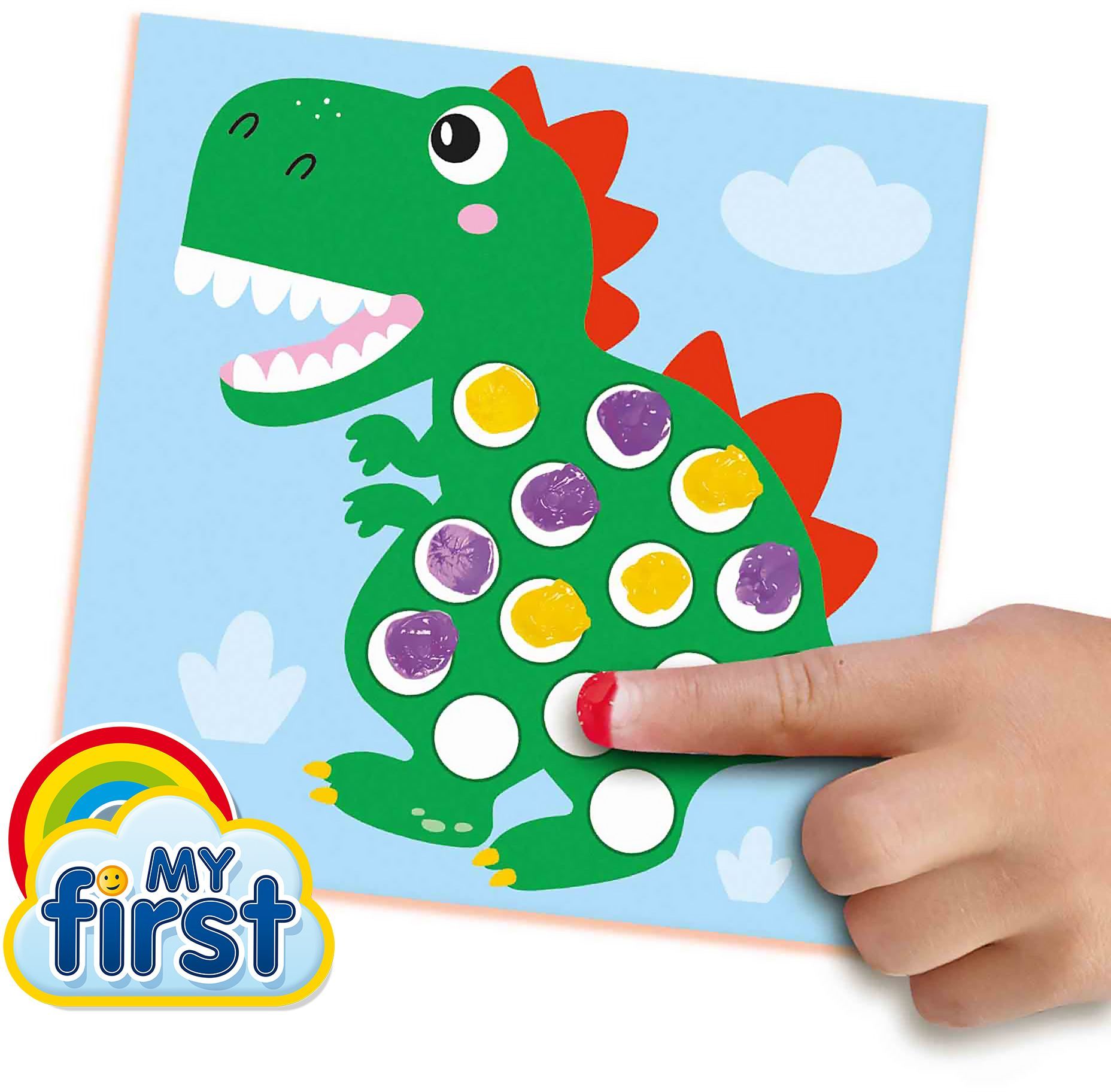 My first - Finger painting - Dinosaurs - SES CREATIVE - Paint 10 dinosaur cards.