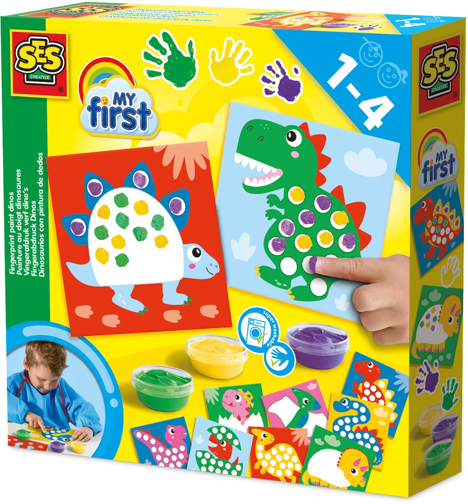My first - Finger painting - Dinosaurs - SES CREATIVE - Paint 10 dinosaur cards.