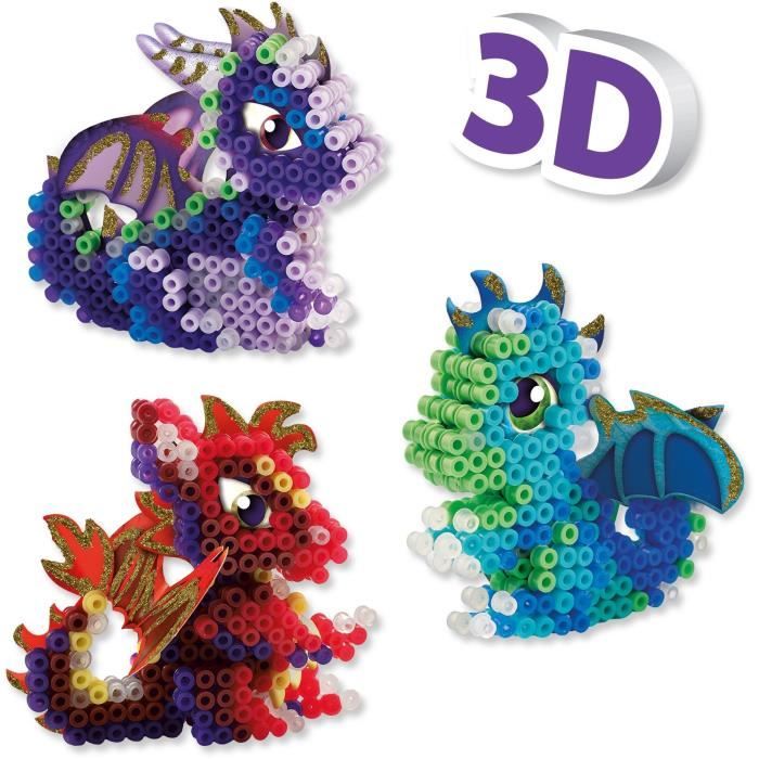 Ironing beads - Dragons - SES CREATIVE - Make 3 types of 3D dragons.