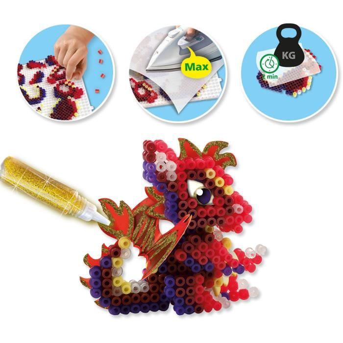 Ironing beads - Dragons - SES CREATIVE - Make 3 types of 3D dragons.