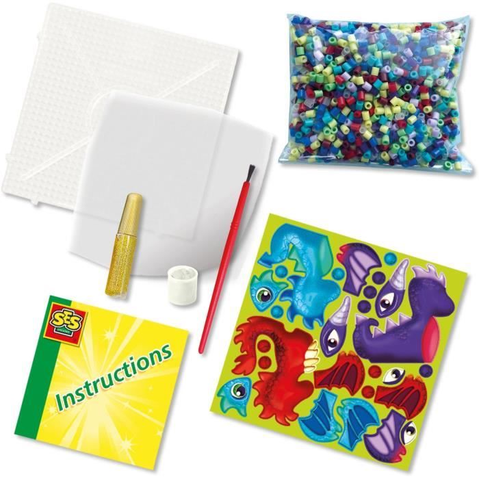 Ironing beads - Dragons - SES CREATIVE - Make 3 types of 3D dragons.